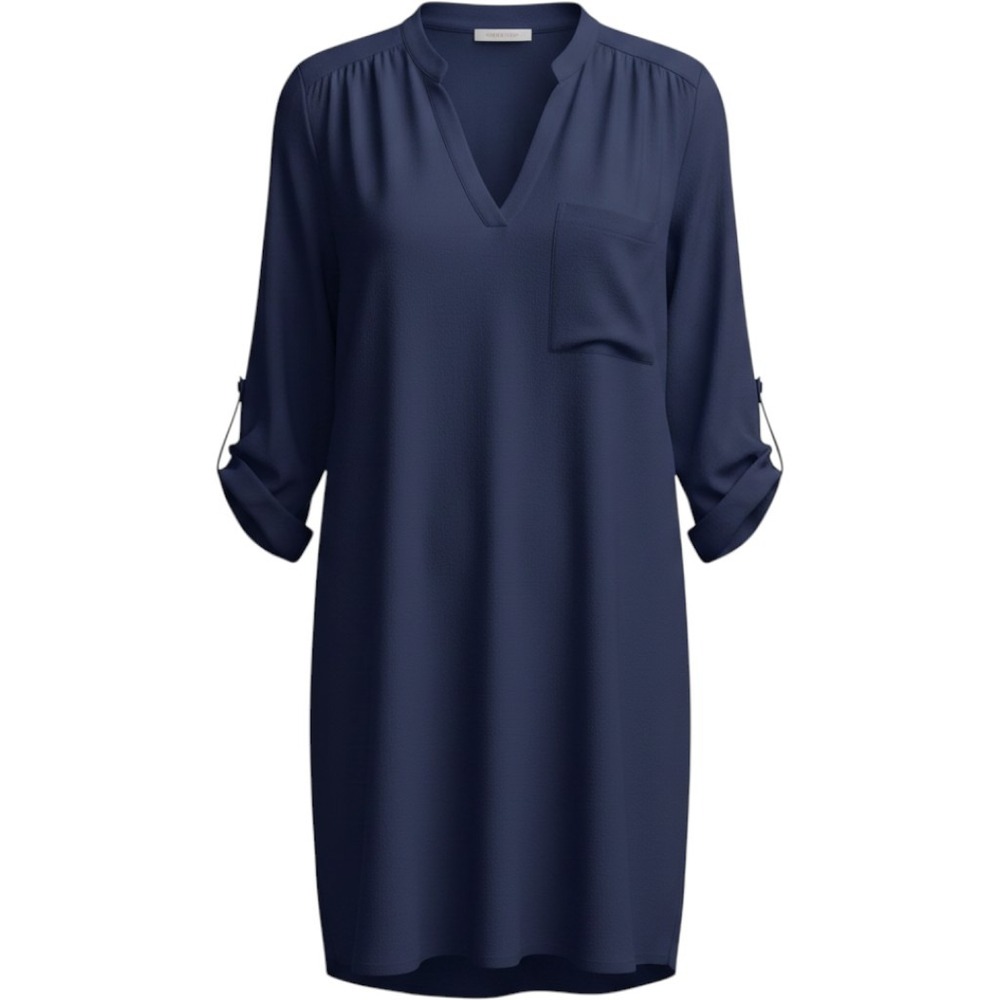 Nordstrom LUSH Peacoat VNeck 3/4 Sleeve Navy Blue Dress With Pockets Size Medium